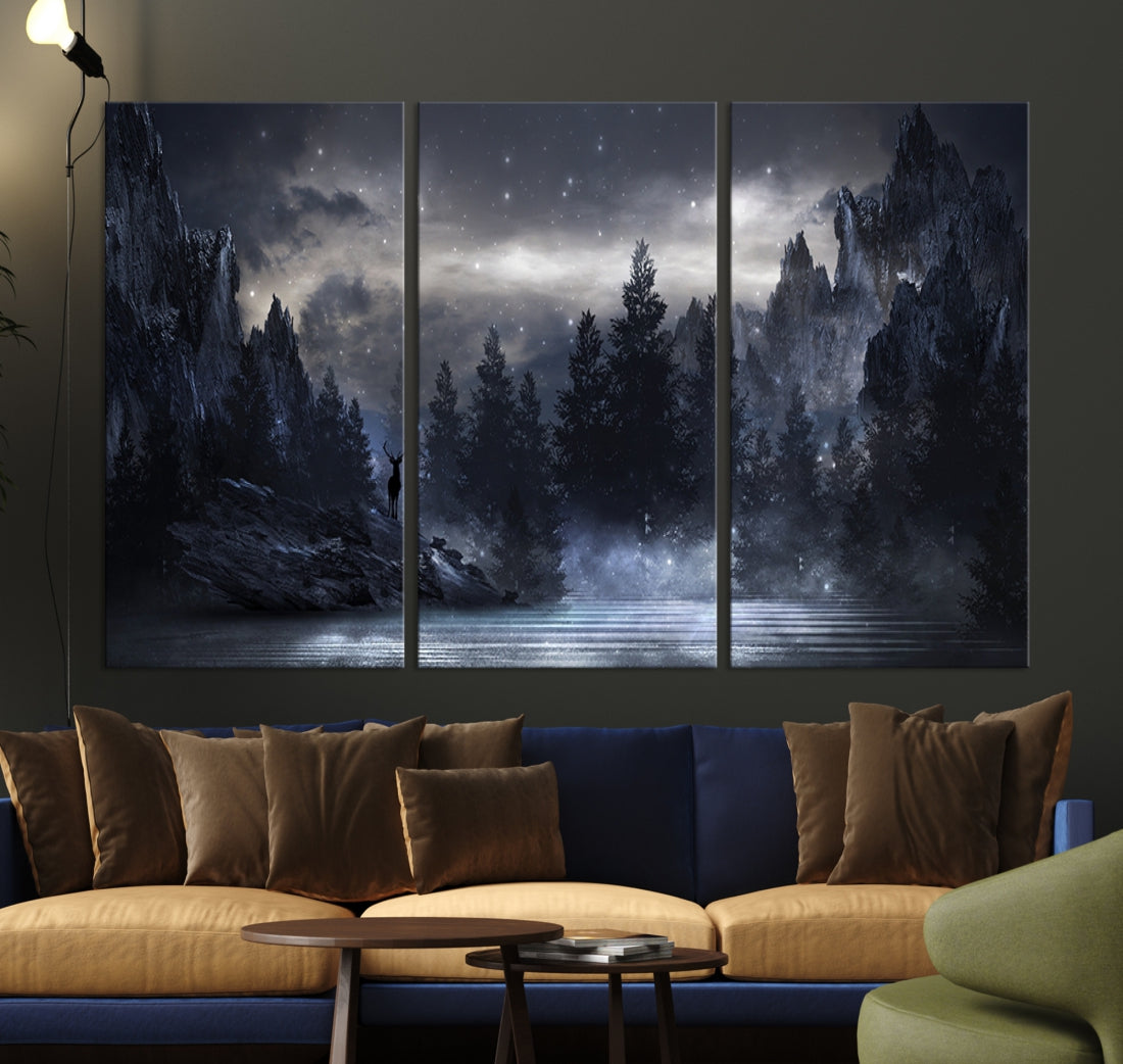 Thrilling Dark Forest Wall Art Canvas Print