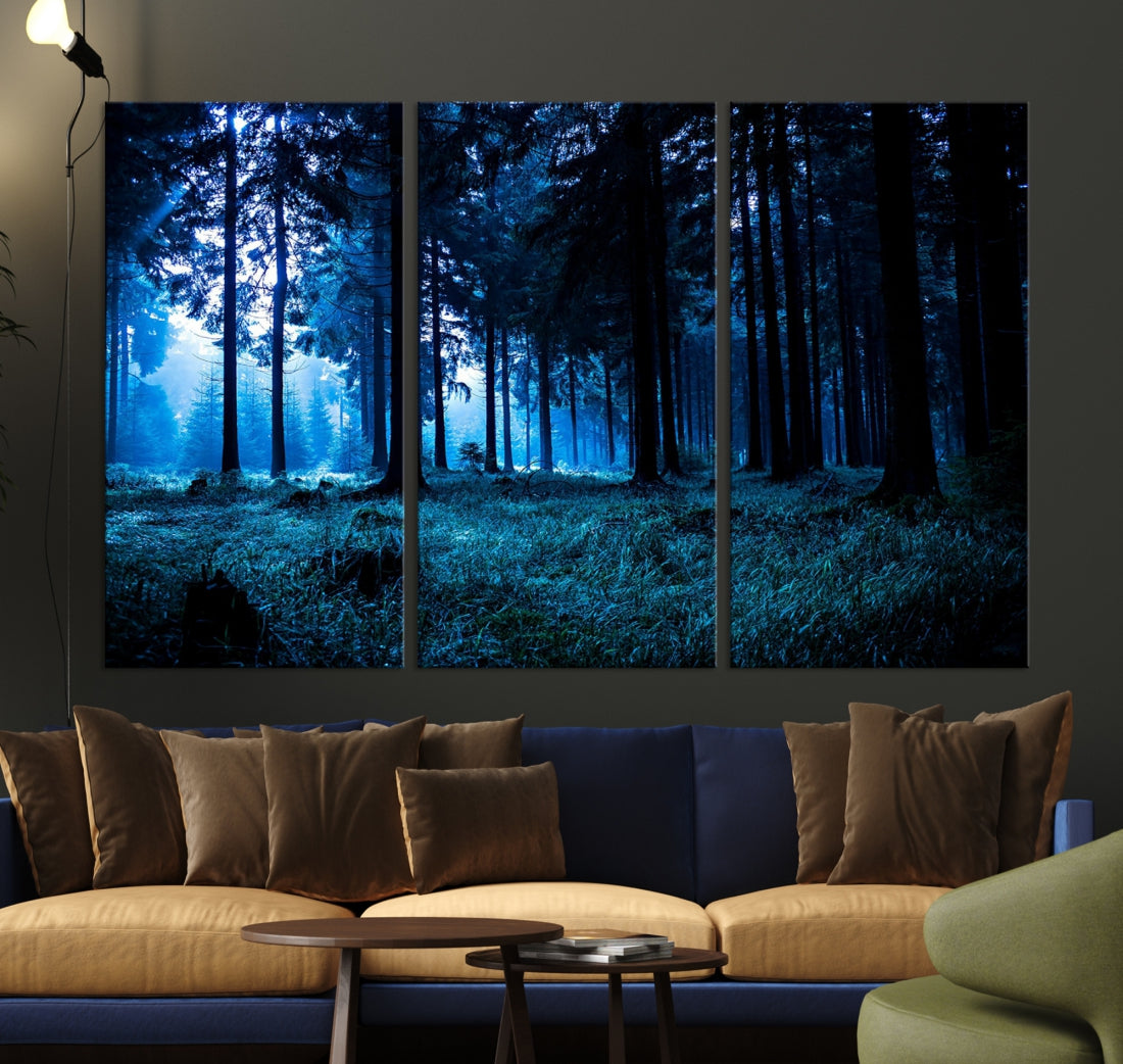 Mystic Dark Forest Wall Art Large Forest Canvas Print Landscape Canvas Art Multi Panel Wall Art Large Piece Canvas Set