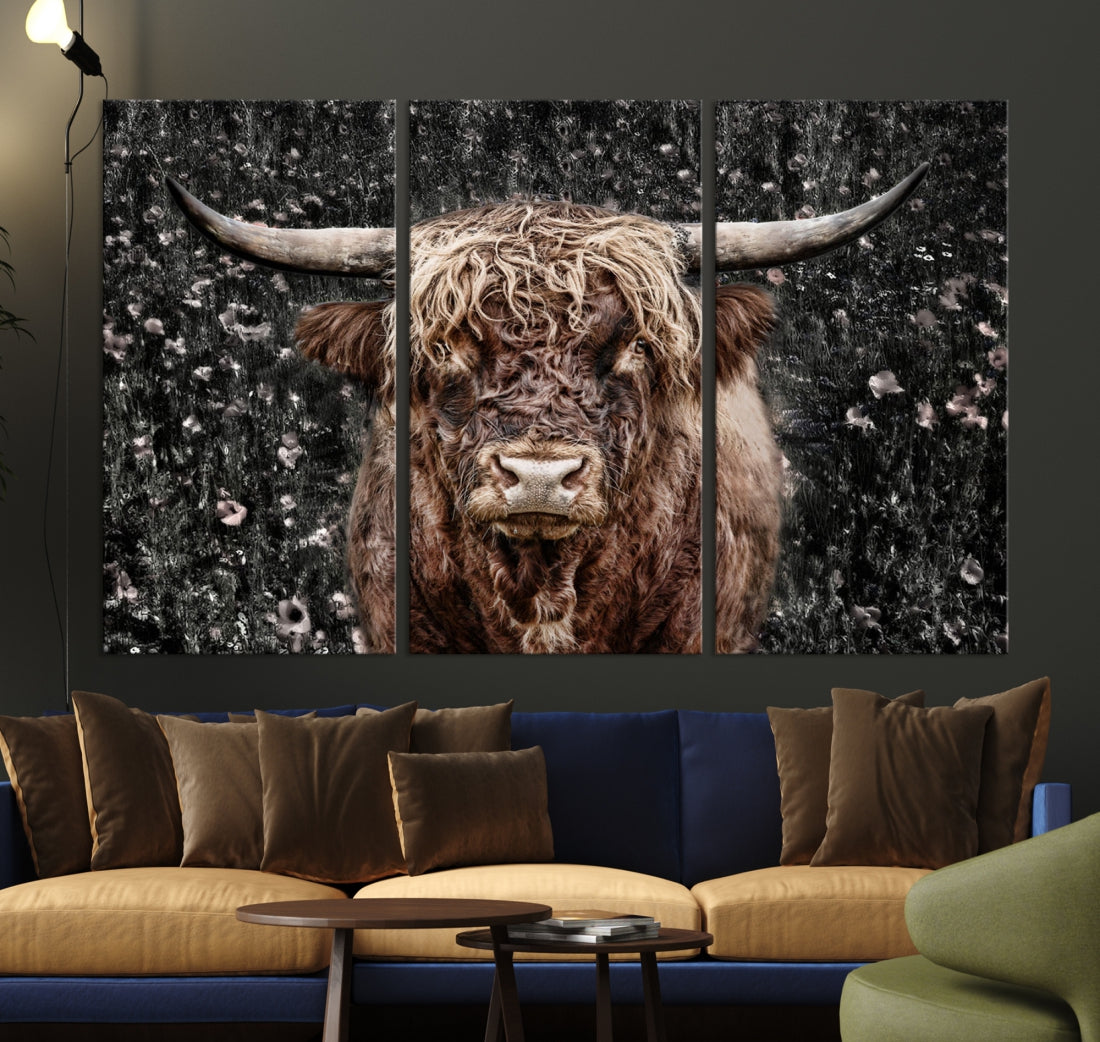 Highland Cow Photography Canvas Wall Art Print Animal Wall Art Painting Large Cow Canvas Print Home Office Ranch Farm