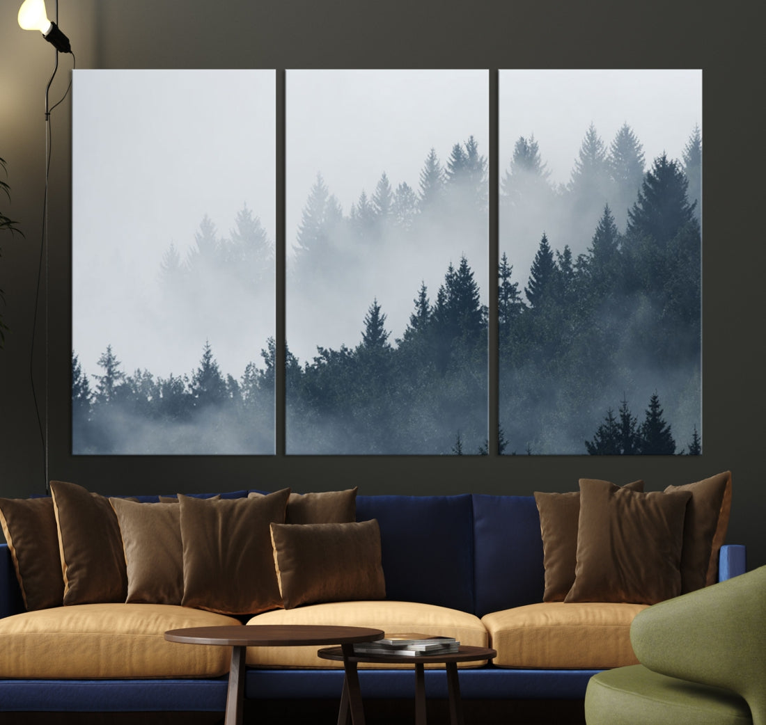 Bring the Peaceful Beauty of a Misty Foggy Forest with Clouds to Your Home with Our Nature Wall Art Canvas Print