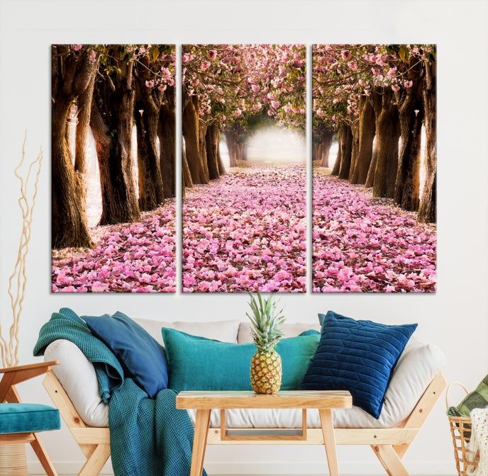 Mesmerizing Blossom Cherry Trees Large Wall Art Framed Canvas Print