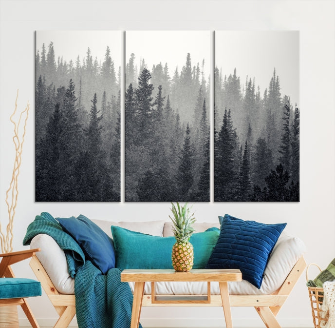 Foggy Forest Canvas Wall Art Framed Landscape Print Relaxing Wall Decor