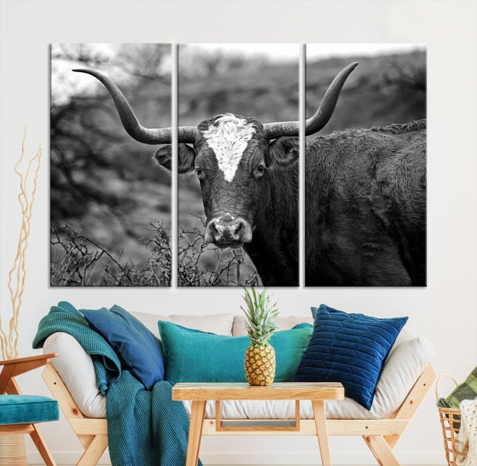 Texas Cow Large Wall Art Canvas Print