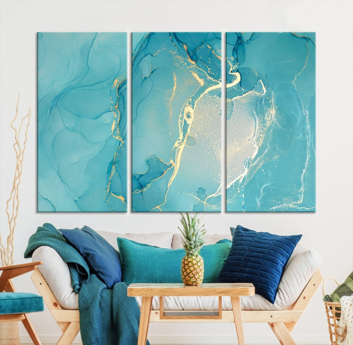 Large Turquoise Abstract Canvas Wall Art Abstract Print