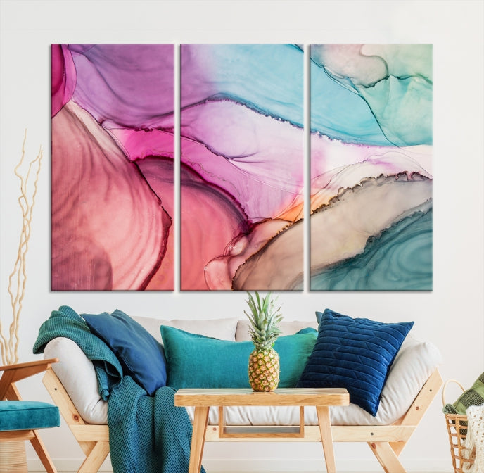 Colorful Marble Abstract Wall Art Print Canvas Living Room Kitchen Wall Decor