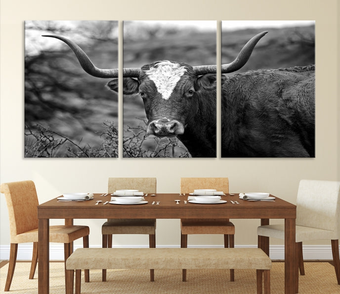 Texas Cow Large Wall Art Canvas Print