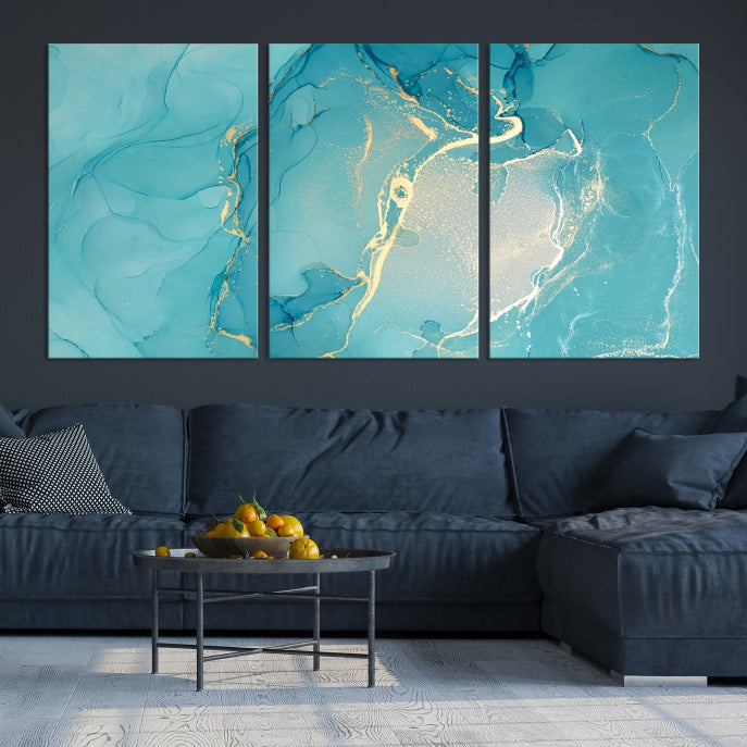 Large Turquoise Abstract Canvas Wall Art Abstract Print