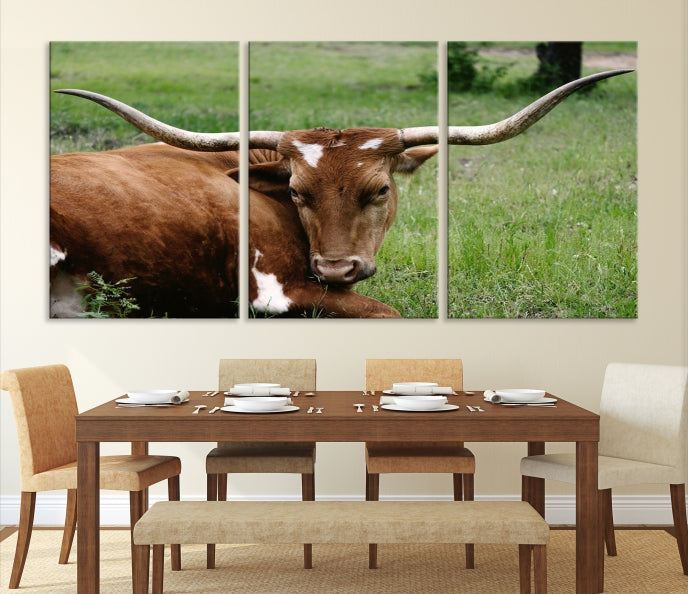 Big Horn Cow Animal Large Wall Art Canvas Print