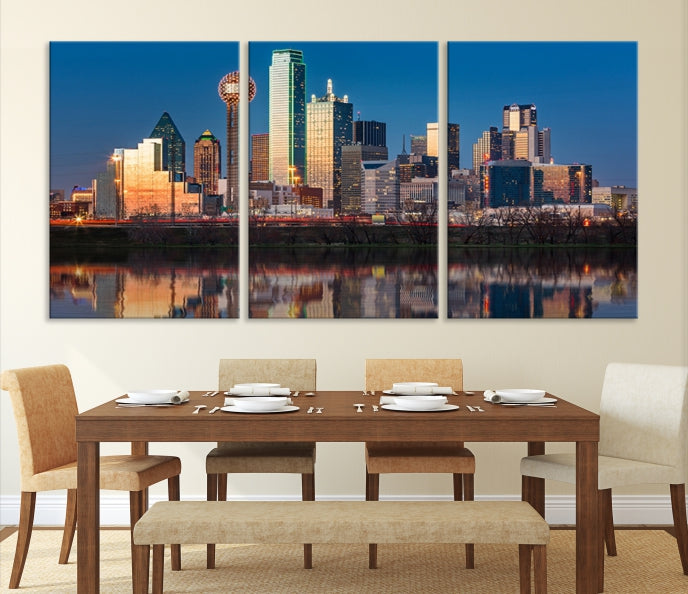 Sunrise Picture of Dallas City Skyline Cityscape Wall Art Canvas Print