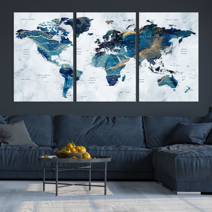 Extra Large World Map Wall Art Canvas Print Housewarming Gift