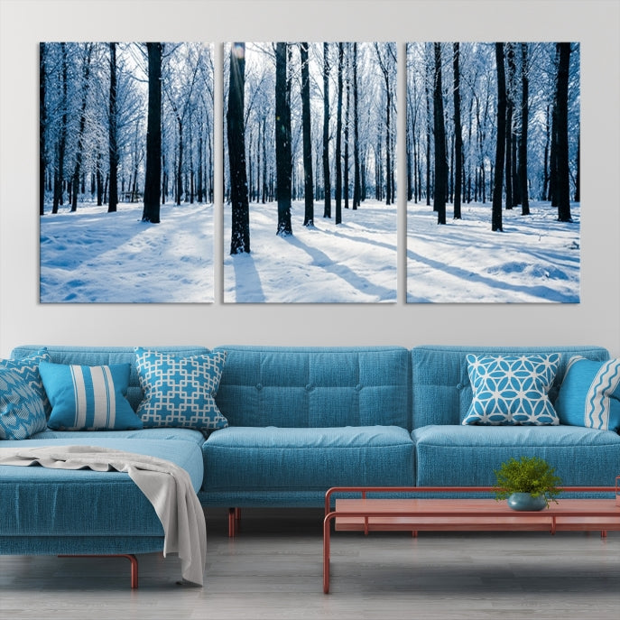 Winter Season in Forest Wall Art Canvas Print