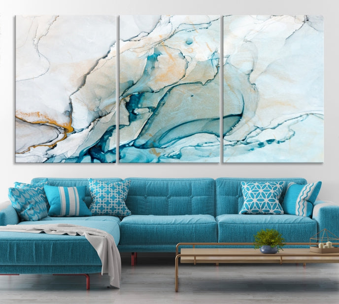 Bring a Modern & Stylish Touch to Your Home Decor with Our Large Abstract Fluid Effect Marble Canvas Wall Art Print