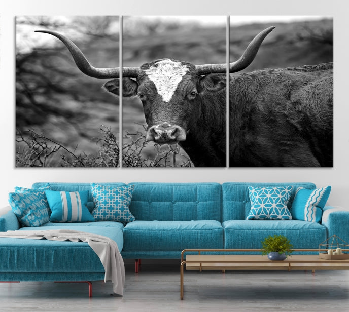 Texas Cow Large Wall Art Canvas Print