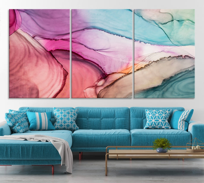Colorful Marble Abstract Wall Art Print Canvas Living Room Kitchen Wall Decor