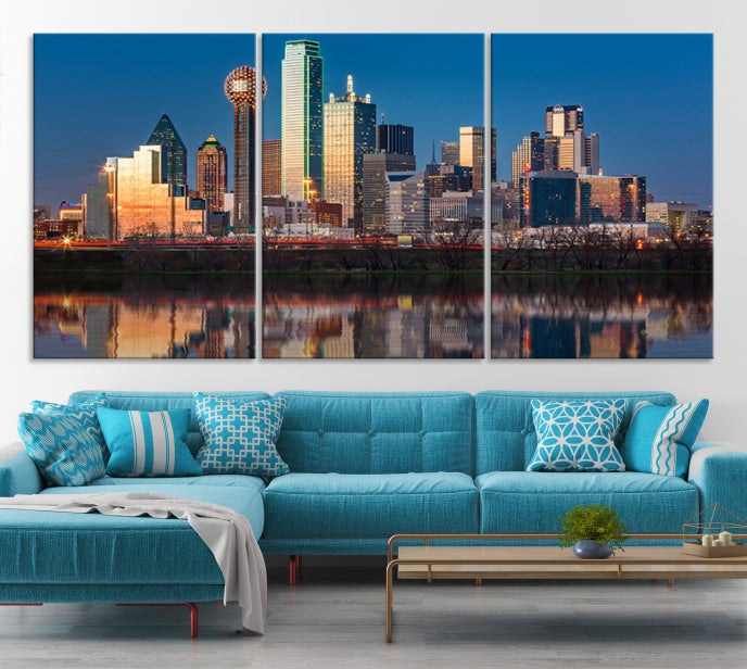 Sunrise Picture of Dallas City Skyline Cityscape Wall Art Canvas Print