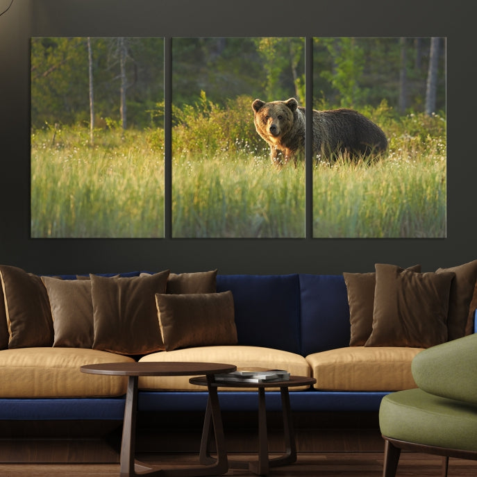 Wild Bears in Nature Large Wall Art Canvas PrintFramedReady to Hang