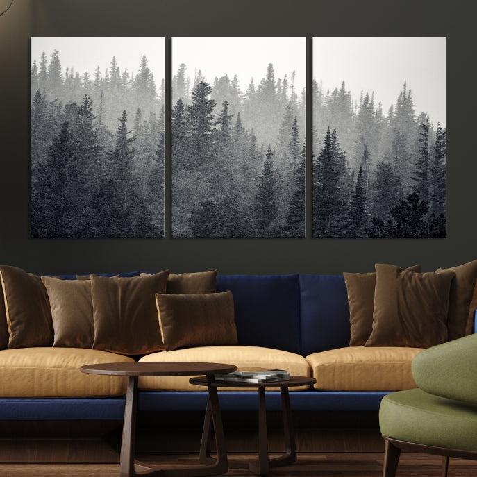 Foggy Forest Canvas Wall Art Framed Landscape Print Relaxing Wall Decor