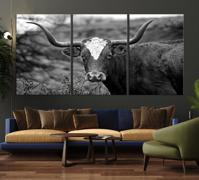 Texas Cow Large Wall Art Canvas Print