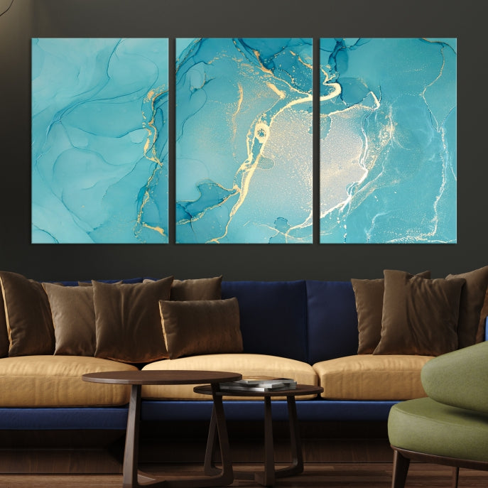 Large Turquoise Abstract Canvas Wall Art Abstract Print