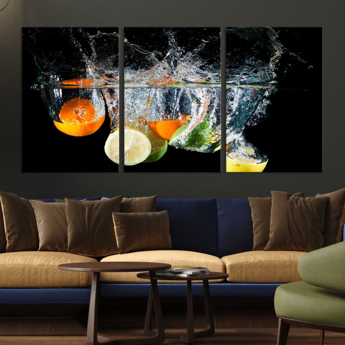 Large Kitchen Wall Art Fruits in Water Art Canvas Print