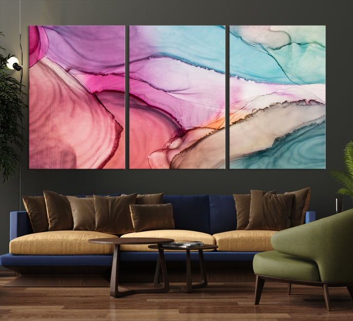 Colorful Marble Abstract Wall Art Print Canvas Living Room Kitchen Wall Decor