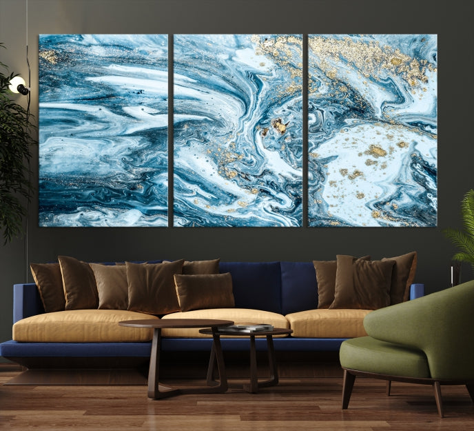 Blue Nautical Canvas Wall Art Large Print Framed Wall Decor