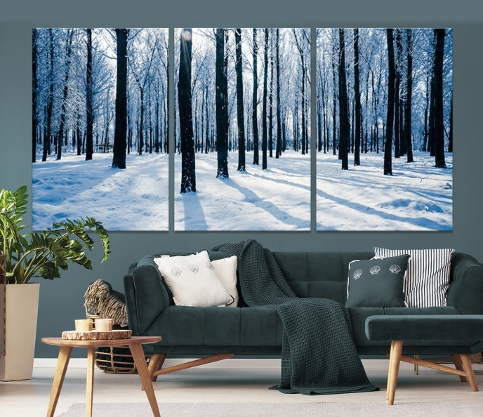 Winter Season in Forest Wall Art Canvas Print