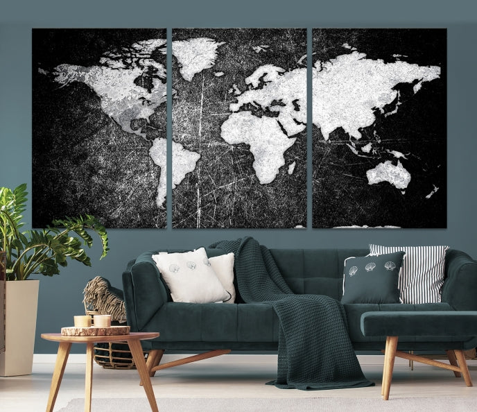 Black World Map