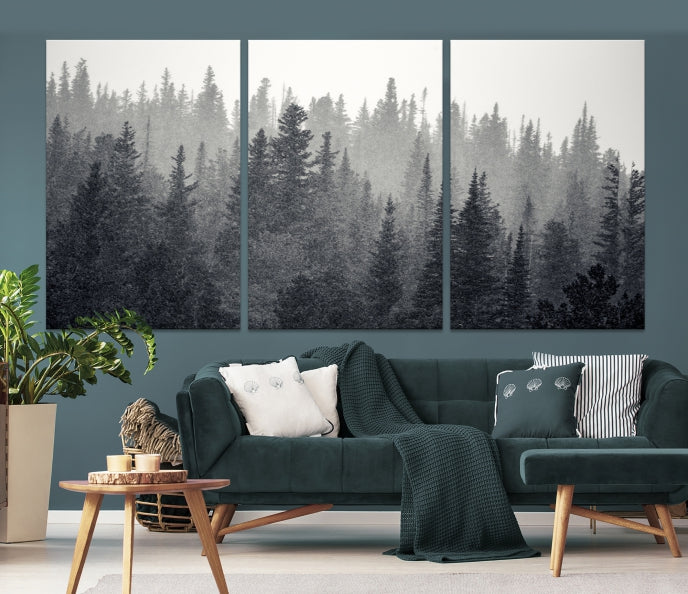 Foggy Forest Canvas Wall Art Framed Landscape Print Relaxing Wall Decor