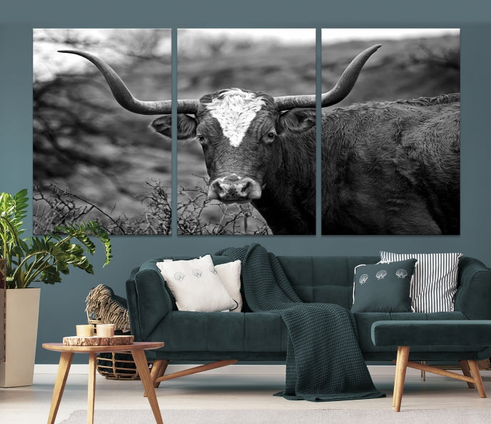 Texas Cow Large Wall Art Canvas Print