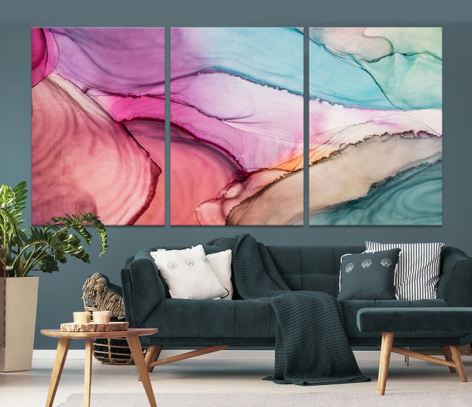 Colorful Marble Abstract Wall Art Print Canvas Living Room Kitchen Wall Decor