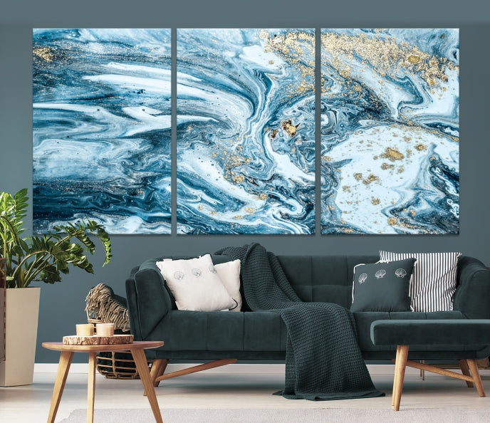 Blue Nautical Canvas Wall Art Large Print Framed Wall Decor