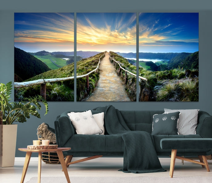 Thrilling Path to Sunset Extra Large Wall Art Mountain Landscape Canvas Print