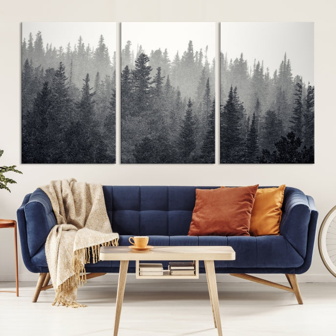 Foggy Forest Canvas Wall Art Framed Landscape Print Relaxing Wall Decor