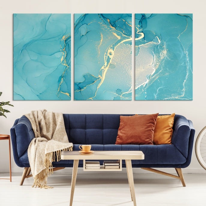 Large Turquoise Abstract Canvas Wall Art Abstract Print