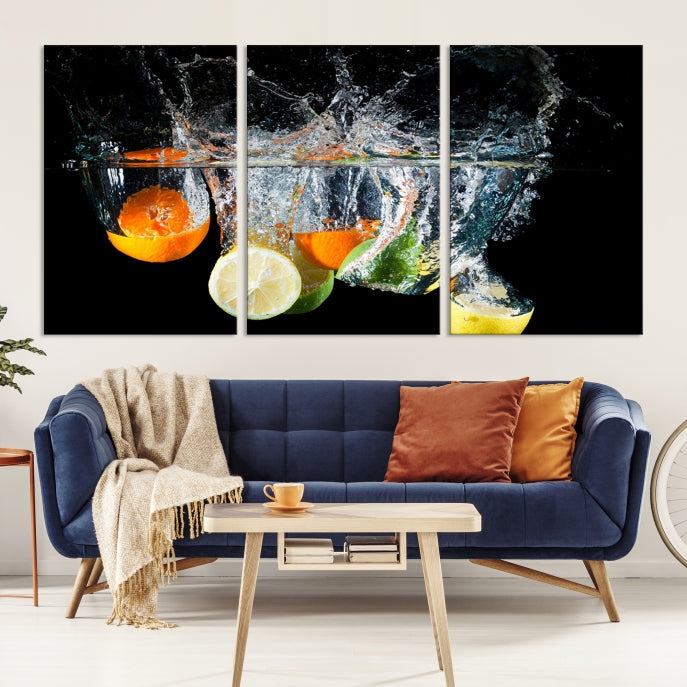 Large Kitchen Wall Art Fruits in Water Art Canvas Print