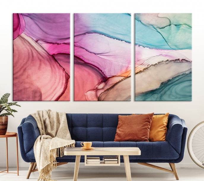 Colorful Marble Abstract Wall Art Print Canvas Living Room Kitchen Wall Decor