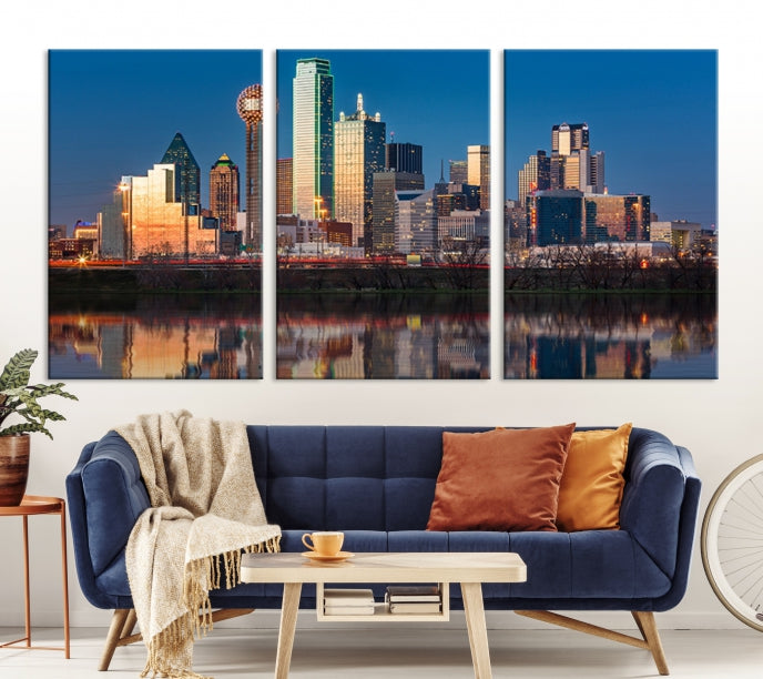 Sunrise Picture of Dallas City Skyline Cityscape Wall Art Canvas Print