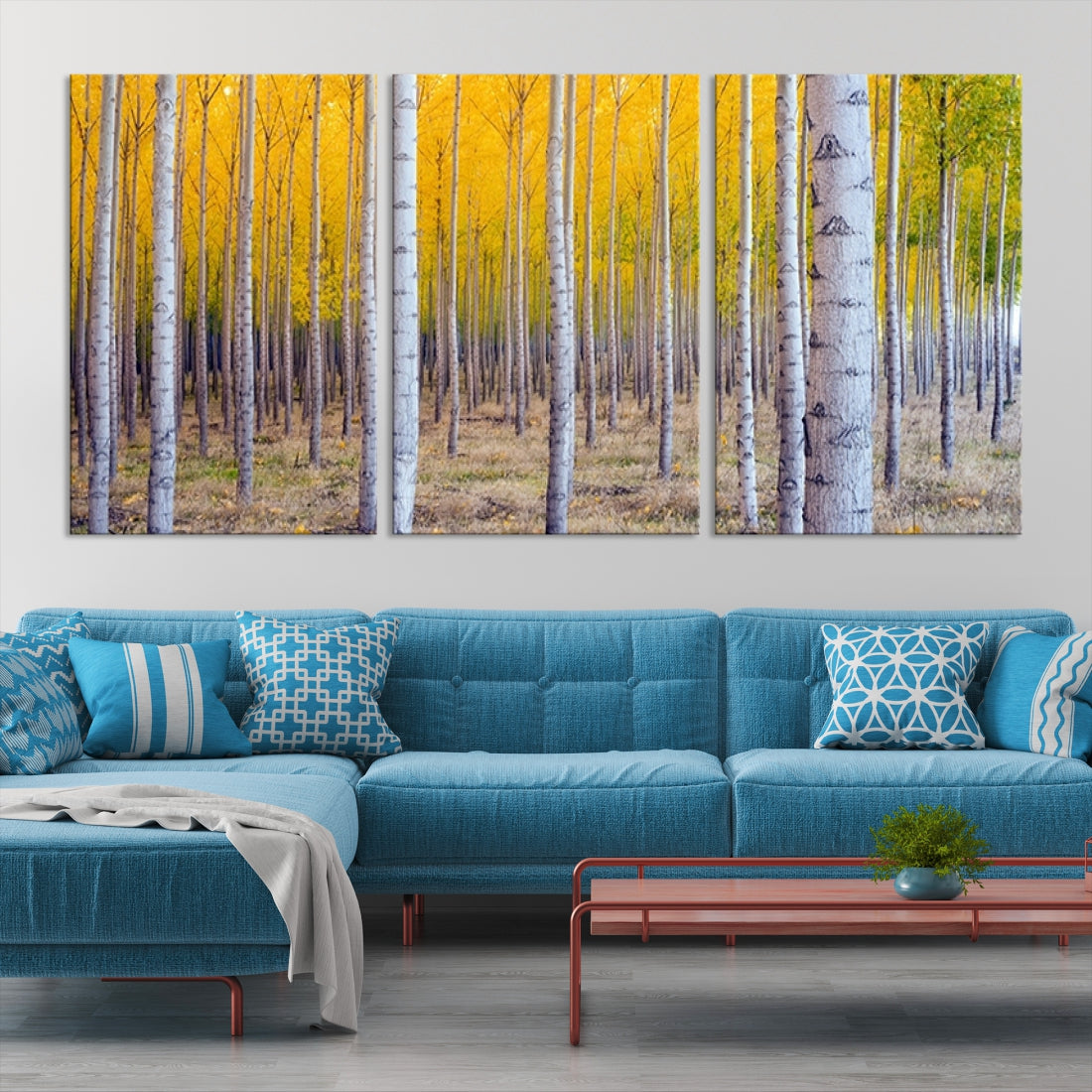 Yellow Forest Autumn Landscape Tree Wall Art Landscape Canvas Print