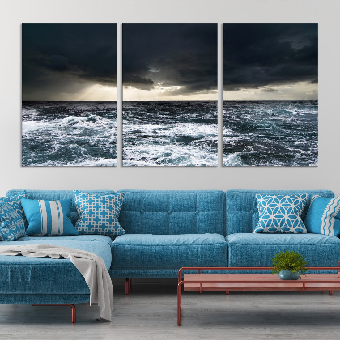 Stormy Sea Ocean Landscape Large Canvas Art Print for Home Decoration