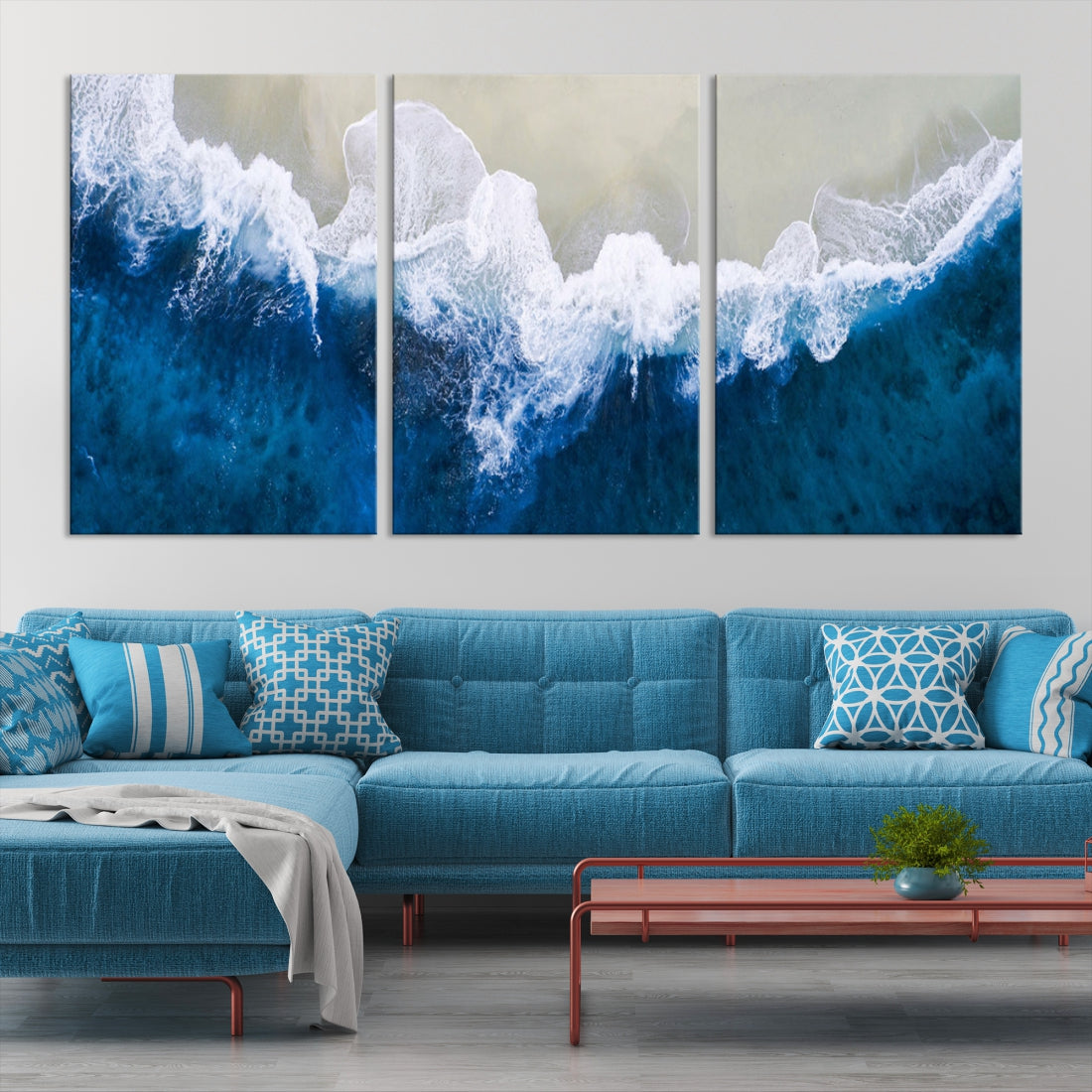 Hypnotic Aerial Beach Photo Wall Art Print Extra Large Ocean Canvas Print