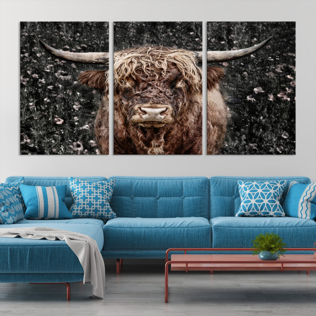 Highland Cow Photography Canvas Wall Art Print Animal Wall Art Painting Large Cow Canvas Print Home Office Ranch Farm