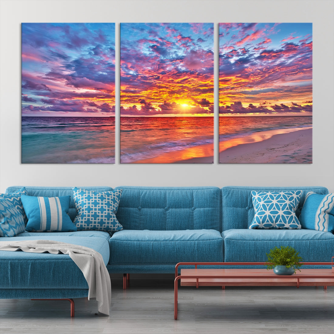 Amazing Ocean Sunset Beach Landscape Giclee Canvas Extra Large Wall Art Print