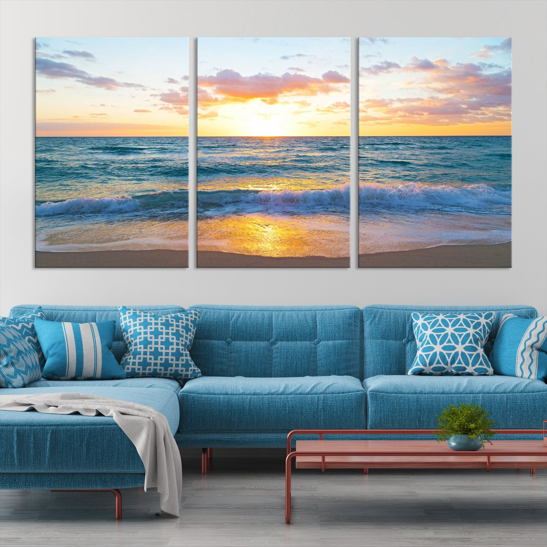 Ocean Beach Canvas Wall Art Beach Canvas, Coastal Artwork Print for Living Room Home Office Decor, Beach Wall Art, Sea