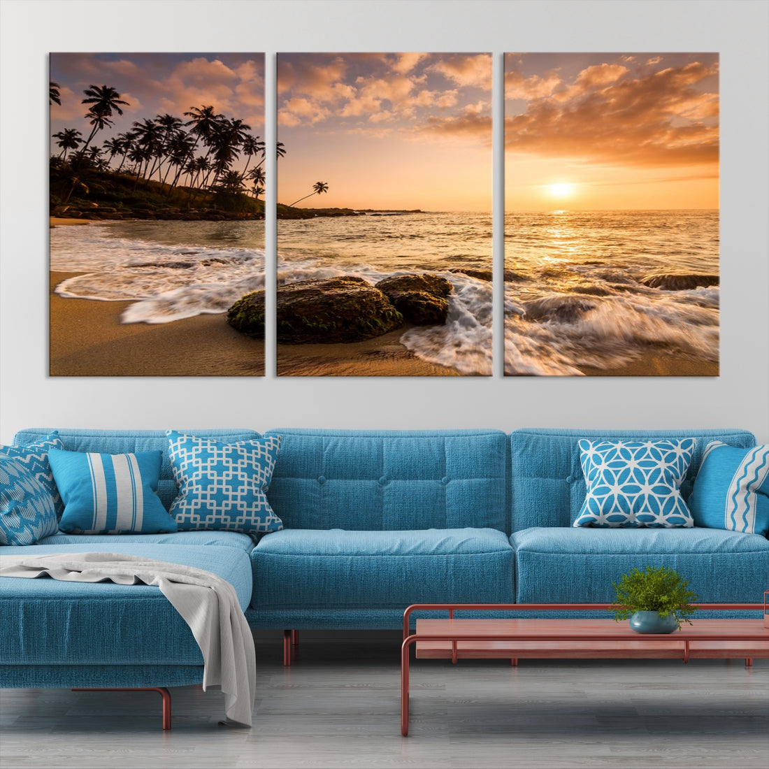 Tropical Island and Sunset Landscape Giclee Print Large Canvas Wall Art