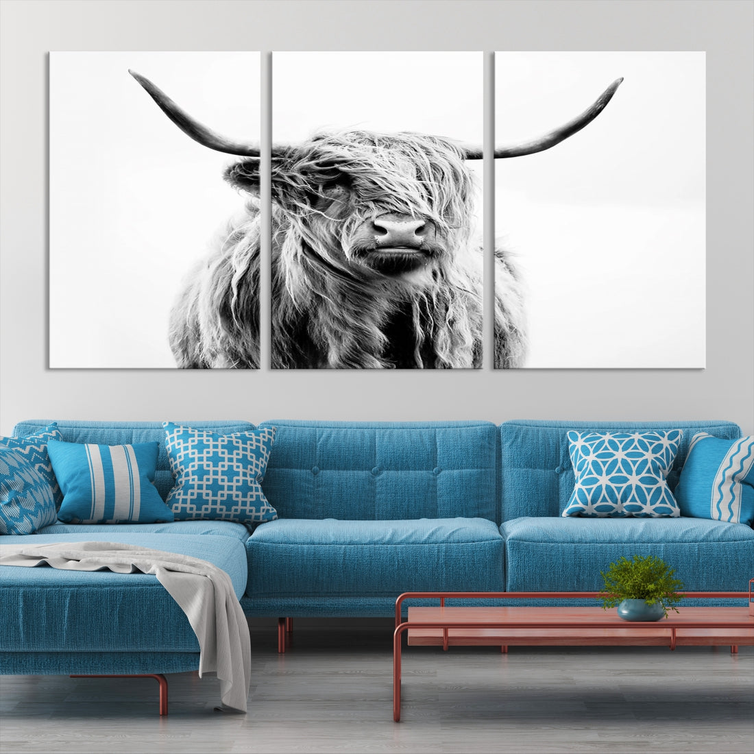 Bring the Charm of a Scottish Highland Cow to Your Farmhouse with Our Wall Art Canvas PrintA Rustic & Cozy Decor