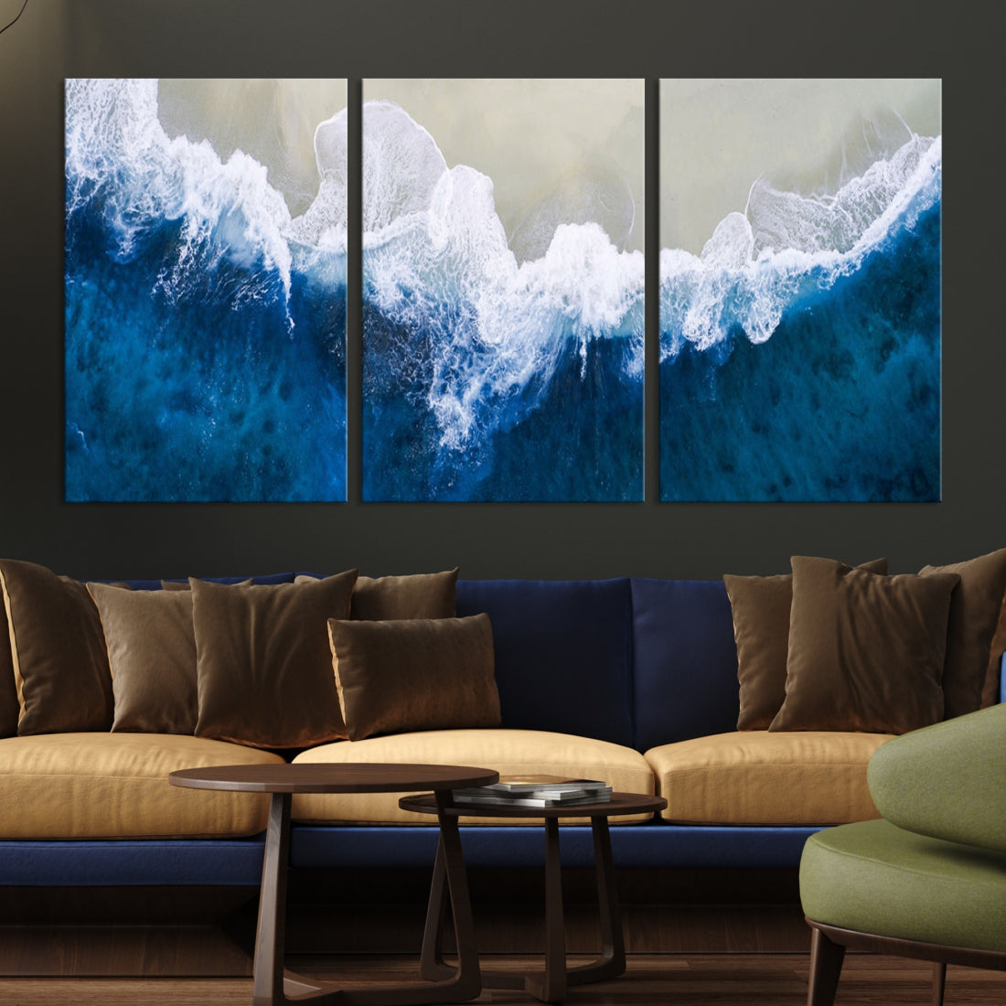 Hypnotic Aerial Beach Photo Wall Art Print Extra Large Ocean Canvas Print