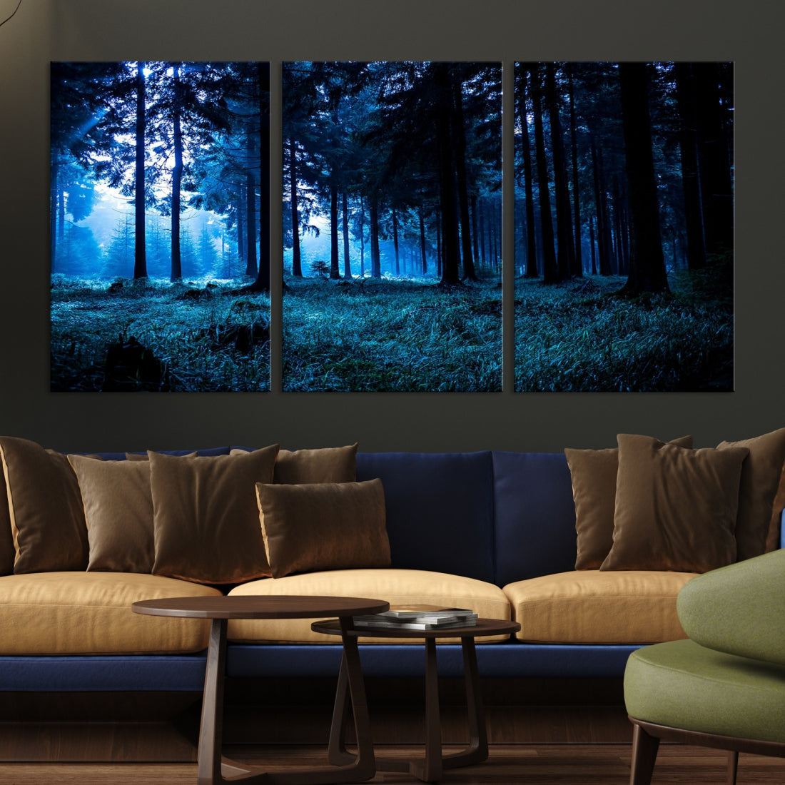 Mystic Dark Forest Wall Art Large Forest Canvas Print Landscape Canvas Art Multi Panel Wall Art Large Piece Canvas Set