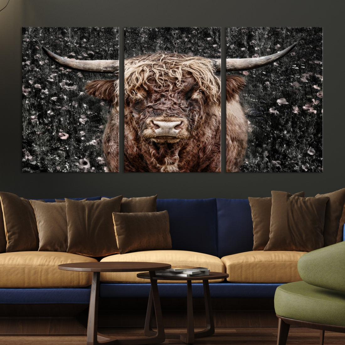 Highland Cow Photography Canvas Wall Art Print Animal Wall Art Painting Large Cow Canvas Print Home Office Ranch Farm