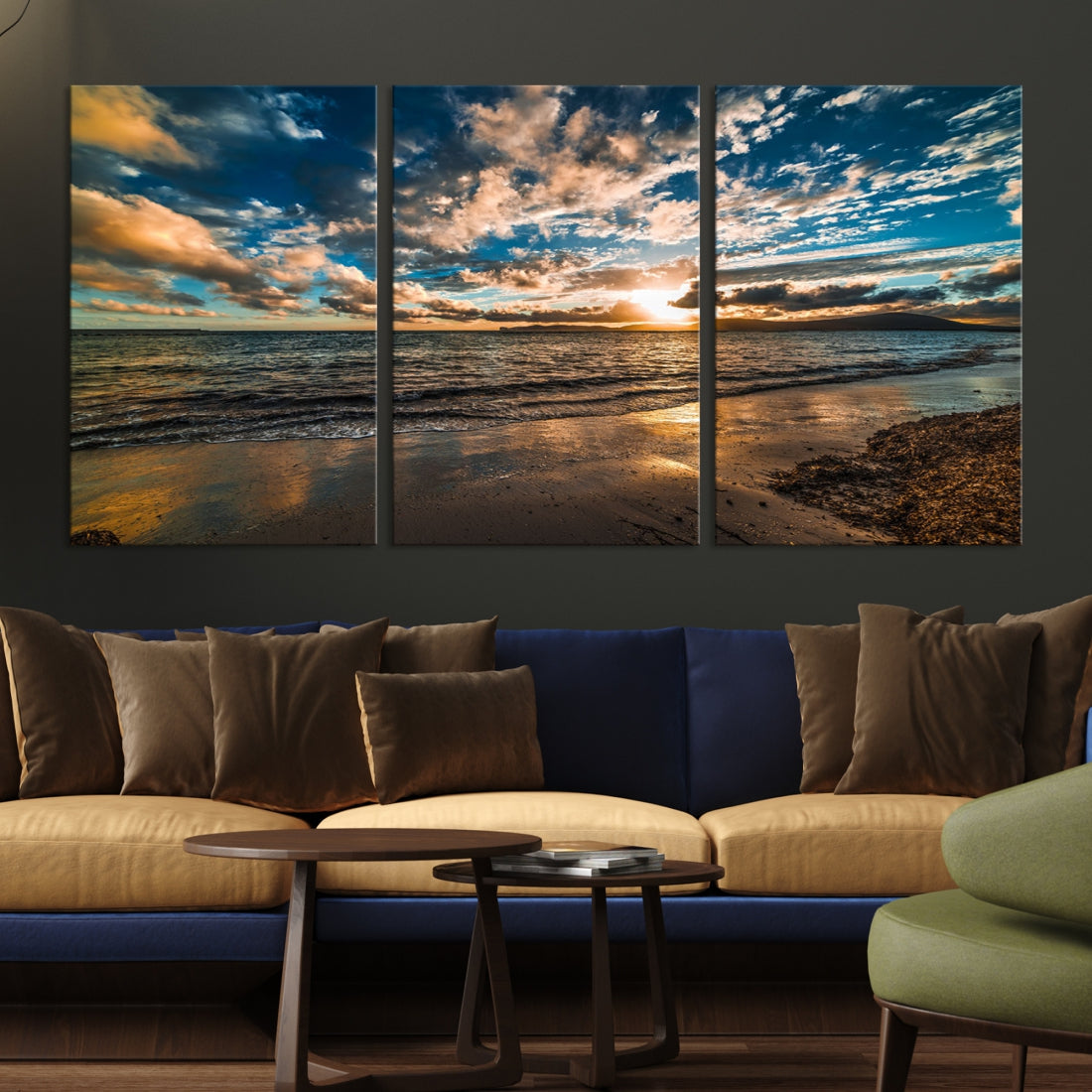 Ocean Beach Wall Art Canvas Print Sunset Artwork Print Coastal Wall Art